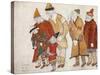 Peoples. Costume Design for the Opera Prince Igor by A. Borodin, 1914-Nicholas Roerich-Stretched Canvas