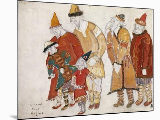 Peoples. Costume Design for the Opera Prince Igor by A. Borodin, 1914-Nicholas Roerich-Mounted Giclee Print
