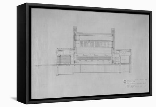 Peoples Savings Bank, Cedar Rapids, Iowa: Longitudinal Section Looking East, 1909-11-Louis Sullivan-Framed Stretched Canvas