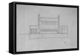 Peoples Savings Bank, Cedar Rapids, Iowa: Longitudinal Section Looking East, 1909-11-Louis Sullivan-Framed Stretched Canvas