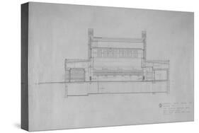 Peoples Savings Bank, Cedar Rapids, Iowa: Longitudinal Section Looking East, 1909-11-Louis Sullivan-Stretched Canvas