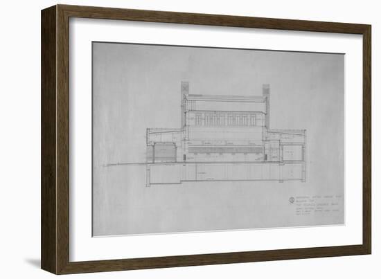 Peoples Savings Bank, Cedar Rapids, Iowa: Longitudinal Section Looking East, 1909-11-Louis Sullivan-Framed Giclee Print