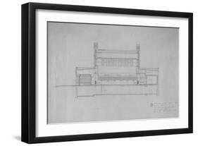 Peoples Savings Bank, Cedar Rapids, Iowa: Longitudinal Section Looking East, 1909-11-Louis Sullivan-Framed Giclee Print