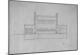 Peoples Savings Bank, Cedar Rapids, Iowa: Longitudinal Section Looking East, 1909-11-Louis Sullivan-Mounted Giclee Print