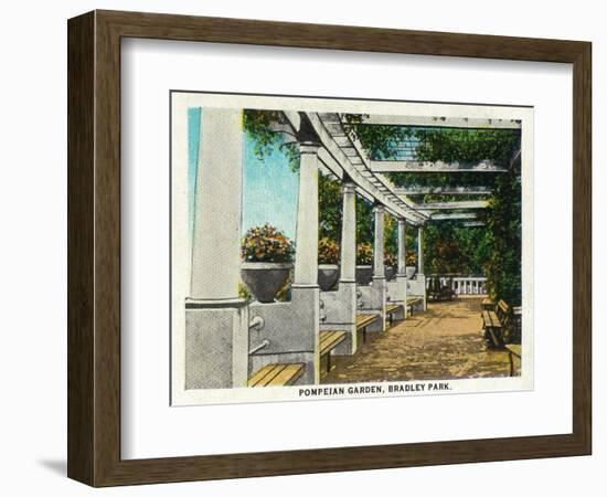 Peoria, Illinois, Bradley Park View of the Pompeian Garden-Lantern Press-Framed Art Print