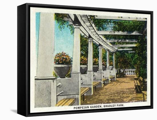 Peoria, Illinois, Bradley Park View of the Pompeian Garden-Lantern Press-Framed Stretched Canvas