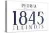 Peoria, Illinois - Established Date (Blue)-Lantern Press-Stretched Canvas