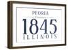 Peoria, Illinois - Established Date (Blue)-Lantern Press-Framed Art Print