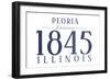 Peoria, Illinois - Established Date (Blue)-Lantern Press-Framed Art Print