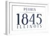 Peoria, Illinois - Established Date (Blue)-Lantern Press-Framed Art Print