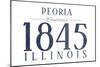 Peoria, Illinois - Established Date (Blue)-Lantern Press-Mounted Art Print