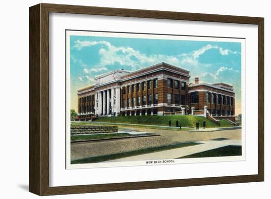 Peoria, Illinois, Exterior View of the New High School Building-Lantern Press-Framed Art Print