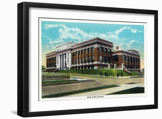 Peoria, Illinois, Exterior View of the New High School Building-Lantern Press-Framed Art Print