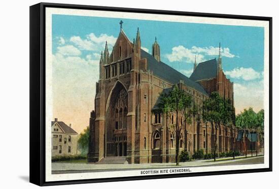 Peoria, Illinois, Exterior View of the Scottish Rite Cathedral-Lantern Press-Framed Stretched Canvas