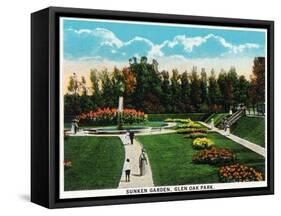 Peoria, Illinois, Glen Oak Park View of the Sunken Garden-Lantern Press-Framed Stretched Canvas