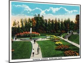Peoria, Illinois, Glen Oak Park View of the Sunken Garden-Lantern Press-Mounted Art Print