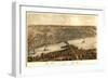 Peoria, Illinois - Panoramic Map-Lantern Press-Framed Premium Giclee Print