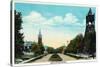 Peoria, Illinois, Scenic View down Hamilton Boulevard-Lantern Press-Stretched Canvas