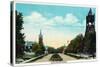 Peoria, Illinois, Scenic View down Hamilton Boulevard-Lantern Press-Stretched Canvas