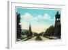 Peoria, Illinois, Scenic View down Hamilton Boulevard-Lantern Press-Framed Art Print