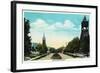 Peoria, Illinois, Scenic View down Hamilton Boulevard-Lantern Press-Framed Art Print