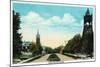 Peoria, Illinois, Scenic View down Hamilton Boulevard-Lantern Press-Mounted Art Print