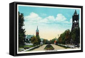 Peoria, Illinois, Scenic View down Hamilton Boulevard-Lantern Press-Framed Stretched Canvas