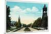 Peoria, Illinois, Scenic View down Hamilton Boulevard-Lantern Press-Mounted Premium Giclee Print