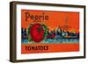 Peoria Tomato Label - Peoria, IL-Lantern Press-Framed Art Print