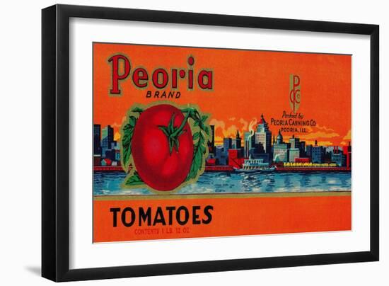 Peoria Tomato Label - Peoria, IL-Lantern Press-Framed Art Print