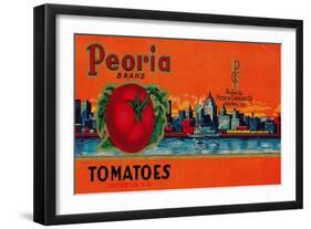 Peoria Tomato Label - Peoria, IL-Lantern Press-Framed Art Print