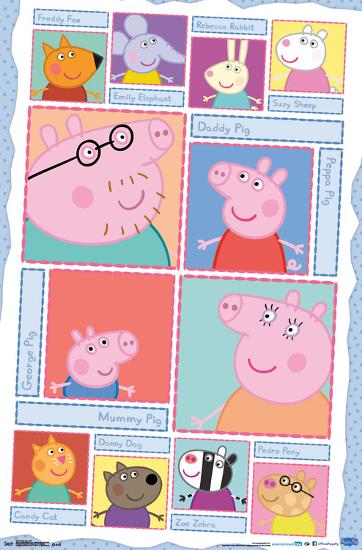 Peppa Pig- Character Grid-null-Lamina Framed Poster