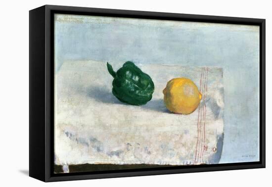 Pepper and Lemon on a White Tablecloth, 1901-Odilon Redon-Framed Stretched Canvas