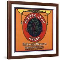 Pepper Leaf Brand - Riverside, California - Citrus Crate Label-Lantern Press-Framed Art Print