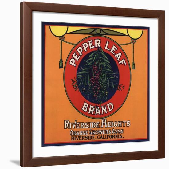 Pepper Leaf Brand - Riverside, California - Citrus Crate Label-Lantern Press-Framed Art Print