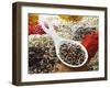 Peppercorns in Porcelain Spoon on Assorted Spices-Dieter Heinemann-Framed Photographic Print