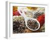 Peppercorns in Porcelain Spoon on Assorted Spices-Dieter Heinemann-Framed Photographic Print