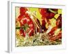 Peppers Falling into Water Against Yellow Background-Michael Meisen-Framed Photographic Print