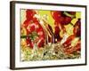 Peppers Falling into Water Against Yellow Background-Michael Meisen-Framed Photographic Print