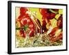 Peppers Falling into Water Against Yellow Background-Michael Meisen-Framed Photographic Print