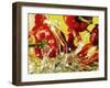Peppers Falling into Water Against Yellow Background-Michael Meisen-Framed Photographic Print