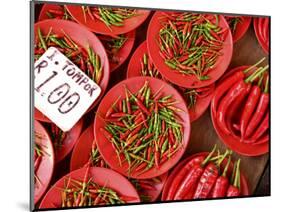 Peppers for Sale in Market, Kuching, Sarawak, Borneo, Malaysia-Jay Sturdevant-Mounted Photographic Print