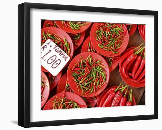 Peppers for Sale in Market, Kuching, Sarawak, Borneo, Malaysia-Jay Sturdevant-Framed Photographic Print