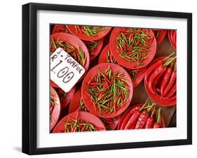Peppers for Sale in Market, Kuching, Sarawak, Borneo, Malaysia-Jay Sturdevant-Framed Photographic Print