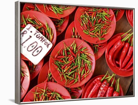 Peppers for Sale in Market, Kuching, Sarawak, Borneo, Malaysia-Jay Sturdevant-Framed Photographic Print