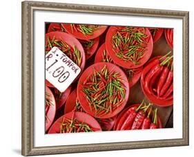 Peppers for Sale in Market, Kuching, Sarawak, Borneo, Malaysia-Jay Sturdevant-Framed Photographic Print