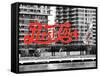 Pepsi Cola Bottling Sign, Long Island City, New York, United States, Black and White Photography-Philippe Hugonnard-Framed Stretched Canvas