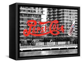 Pepsi Cola Bottling Sign, Long Island City, New York, United States, Black and White Photography-Philippe Hugonnard-Framed Stretched Canvas