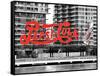 Pepsi Cola Bottling Sign, Long Island City, New York, United States, Black and White Photography-Philippe Hugonnard-Framed Stretched Canvas