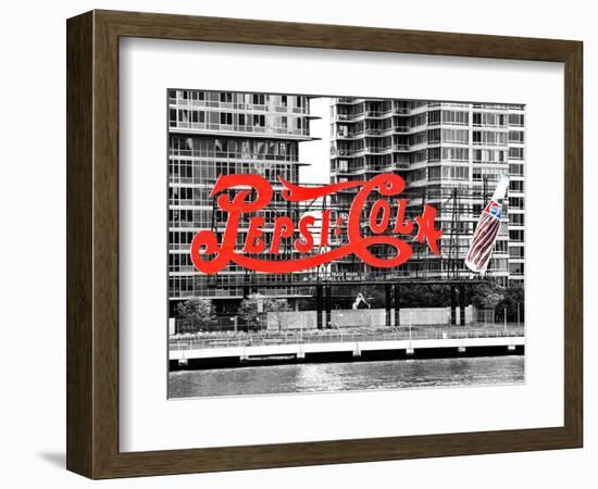 Pepsi Cola Bottling Sign, Long Island City, New York, United States, Black and White Photography-Philippe Hugonnard-Framed Photographic Print